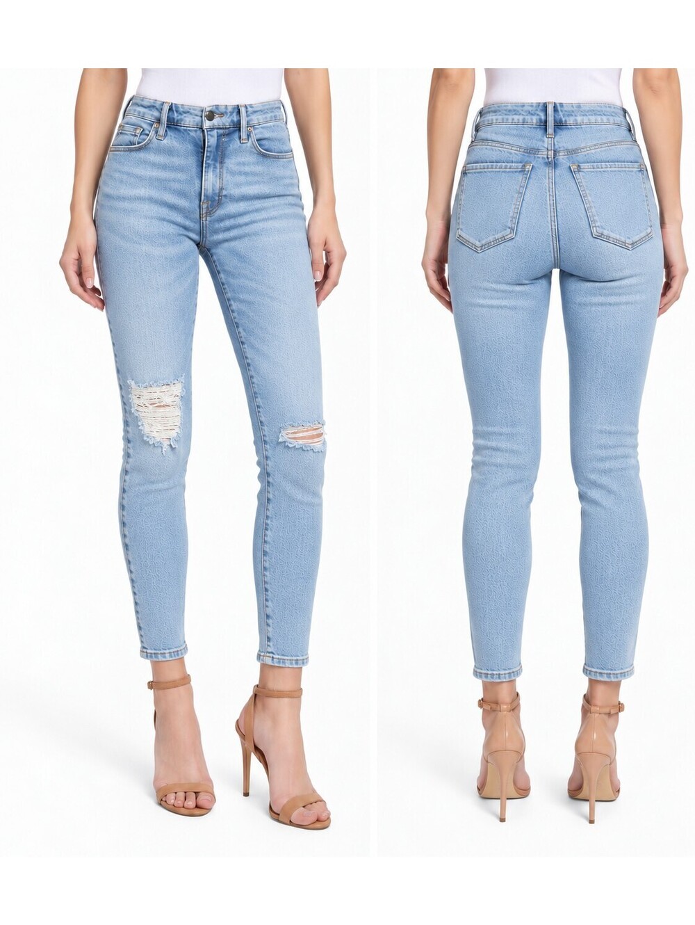 Good American Womens 0/25 Light Wash Good Legs Low Crop Skinny Jeans
